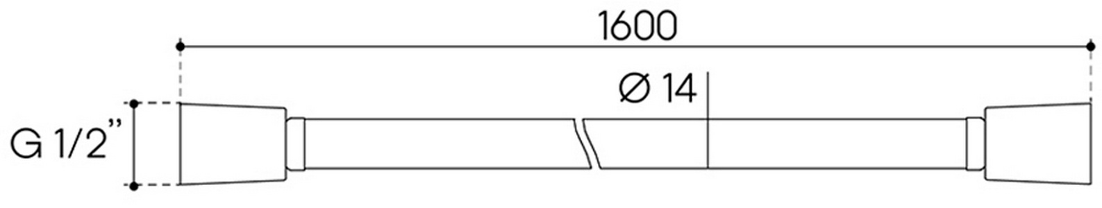 Шланг для душа 1600мм, 1/2 x 1/2, (пластик цв.хром),  Aqueduto Chuva CHU1200