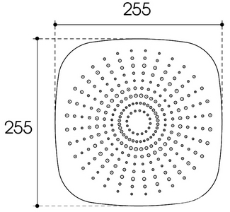 Верхний душ  255х255мм, (цв.оружейная сталь),  ZZ Aqueduto Chuva CHU1045