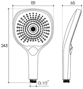 Лейка д/д ручная 3 режима, (пластик цв.оружейная сталь),  ZZ Aqueduto Chuva CHU0845