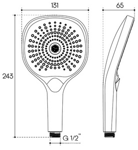 Лейка д/д ручная 3 режима, (пластик цв.хром),  Aqueduto Chuva CHU0800