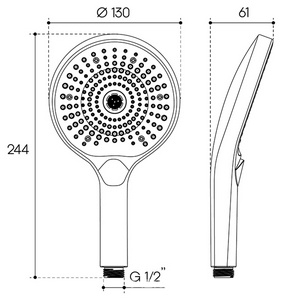 Лейка д/д ручная, круглая, 3 режима, (пластик цв.хром),  Aqueduto Chuva CHU0700