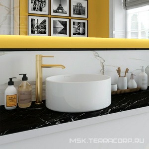 Смеситель для раковины L, Высокий, без д/к, (цв.шлифованное золото),  ZZ Aqueduto Cano CAN0350