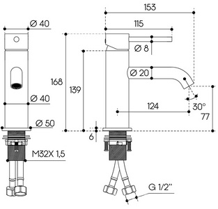 Смеситель для раковины M, без д/к, (цв.шлифованное золото),  ZZ Aqueduto Cano CAN0250