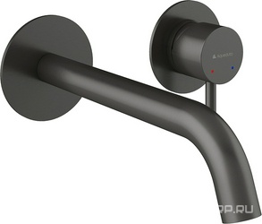 Смеситель для раковины, встраиваемый в стену, излив 205мм, встраив.часть в компл., (цв.оружейная сталь),  ZZ Aqueduto Cano CAN0445