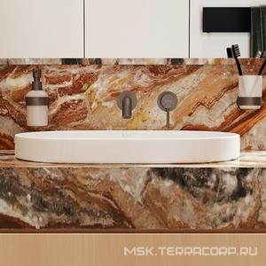 Смеситель для раковины, встраиваемый в стену, излив 205мм, встраив.часть в компл., (цв.оружейная сталь),  ZZ Aqueduto Cano CAN0445