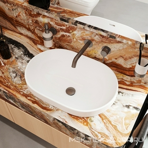 Смеситель для раковины, встраиваемый в стену, излив 205мм, встраив.часть в компл., (цв.оружейная сталь),  ZZ Aqueduto Cano CAN0445