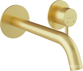 Смеситель для раковины, встраиваемый в стену, излив 205мм, встраив.часть в компл., (цв.шлифованное золото),  ZZ Aqueduto Cano CAN0450