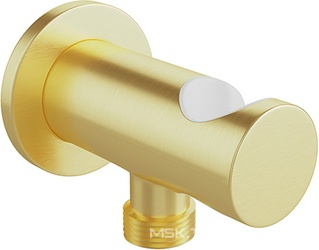 Кронштейн для ручного душа, кругл., совмещённый со шланговым подсоед. 1/2, (цв.шлифованное золото),  ZZ Aqueduto Aceno ACE1250