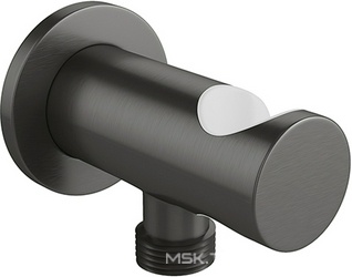 Кронштейн для ручного душа, кругл., совмещённый со шланговым подсоед. 1/2, (цв.оружейная сталь),  ZZ Aqueduto Aceno ACE1245