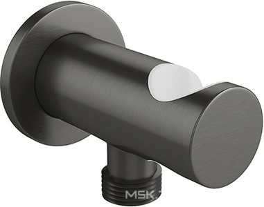 Кронштейн для ручного душа, кругл., совмещённый со шланговым подсоед. 1/2, (цв.оружейная сталь),  ZZ Aqueduto Aceno ACE1245