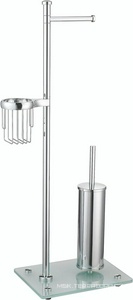 Напольная стойка, 2 держ. туалет. бумаги с крышкой и без крышки, ерш напольный металл, держатель освежителя, металл, матовое стекло ZZ Wasserkraft Универсал K-1264