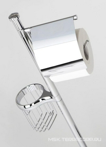Напольная стойка, 2 держ. туалет. бумаги с крышкой и без крышки, ерш напольный металл, держатель освежителя, металл, матовое стекло ZZ Wasserkraft Универсал K-1264
