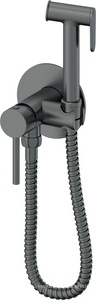 Смеситель совмещённый с гигиеническим душем, готовый комплект: лейка, шланг 120см, скрытая часть, (цв.оружейный металл),  ZZ Oliveeka Y-LINE OL-829902-BGM