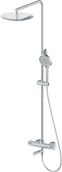 Смеситель-термостат для ванны(душа), со стационарным верхн.душем d30см., душевая лейка, шланг в компл., (цв.хром),  ZZ Oliveeka Y-LINE OL-739902-CR