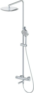 Смеситель-термостат для ванны(душа), со стационарным верхн.душем d30см., душевая лейка, шланг в компл., (цв.хром),  ZZ Oliveeka Y-LINE OL-739902-CR