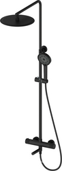 Смеситель-термостат для ванны(душа), со стационарным верхн.душем d30см., душевая лейка, шланг в компл., (цв.черный матовый),  ZZ Oliveeka Y-LINE OL-739902-MB