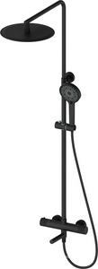 Смеситель-термостат для ванны(душа), со стационарным верхн.душем d30см., душевая лейка, шланг в компл., (цв.черный матовый),  ZZ Oliveeka Y-LINE OL-739902-MB