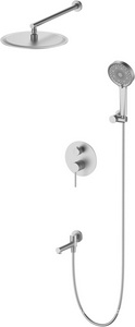 Душевой к-т: смеситель встр.в стену, верхний душ 300х300мм, ручн.душ, шланг, кронштейн совмещ. со шланг.подсоед., излив, (цв.браш.никель),  ZZ Oliveeka Y-LINE OL-939017-BN