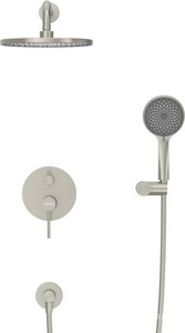 Смеситель для душа, встр.в стену со стац.стенов.,верхнем душем d22см., душ.лейка, шланг в компл., (цв.сатин), Relax ZZ Cezares relax RELAX-DSET-IN