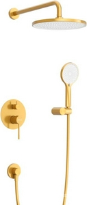 Смеситель для душа, встр.в стену со стац.стенов.,верхнем душем d22см., душ.лейка, шланг в компл., (цв.брашированное золото), Relax ZZ Cezares relax RELAX-DSET-BORO
