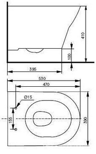 Унитаз подвесной, безободковый, 394х530хh339мм, без сиденья,  ZZ Toto MH CW162Y#XW