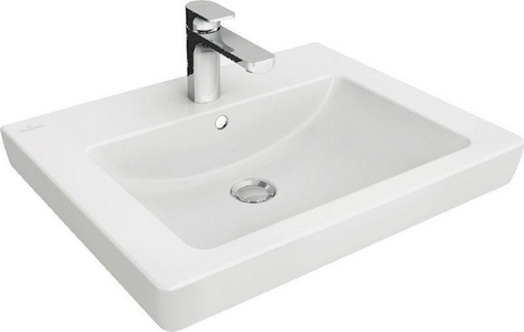 Раковина 600х470мм, c 1 отв. д/смес., с переливом, для установки с мебелью и п/пьед., (цв.01 white), Subway2.0 ZZ Villeroy & Boch Subway 2.0 71136001