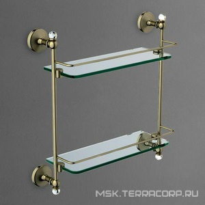 Полочка двойная (цв. бронза / стекло прозрачное),  ZZ Art & Max Antic Cristal AM-E-2682BSJ-Br