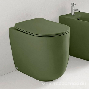 Унитаз напольный 35х55хh43см,безободков, пристен.для монтажа со скрытым в стене бачком,крепл к полу в комп, без сиденья, (цв.Verde Muschio), ZZ Kerasan Nolita 531811