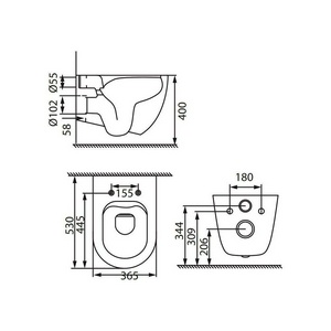 Унитаз подвесной 530х360мм, без сиденья, (цв.антрацит),  ZZ Allen Brau Reality 4.32006.AN