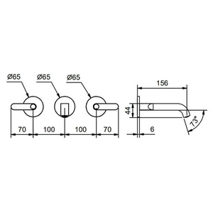 Смеситель для раковины, настенный, на три отверстия, без д/к, внешняя часть без внутр.части арт. 44 00 R010A, (цв. хром),  ZZ Fantini Icona Deco 53 02 R110B