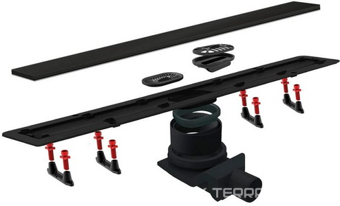 Дренажн.канал850мм,готов к-т,сифон d50 вых.вбок 48л/мин,затвор(сухой/гидро),мин h монтажа62мм, 2х стор.вставка цв.мат.хром/чёрн стекло)Confluo FrameZZ Pestan Confluo Frameless Line 13701206