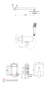 Душевой комплект (смеситель д/д встр.в стену, верхний душ, ручн.лейка, шланг, кронштейн совмещённый с шланговым подсоединением), (цв. хром),  ZZ BelBagno Romano ROM-DSET-CRM