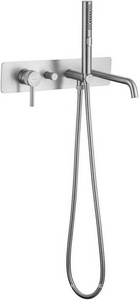 Смеситель для ванны, встраиваемый в стену, шланг, лейка, внутренняя часть в компл., (цв.браш.никель),  ZZ Allen Brau Priority 5.31A06-BN