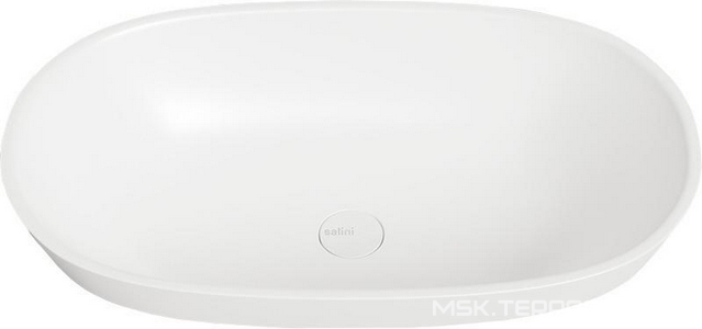 Раковина полувстраиваемая в столеш.сверху, овальная, 645х387хh165мм, без отв.д/смес, без перелива, литой камень S-Stone матовая,цв.белый,  01 ZZ Salini Marea 1802201M