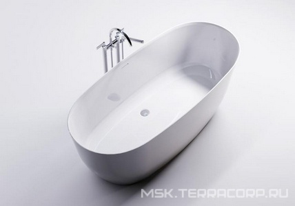 Ванна отдельностоящая 1700x750xh630мм, интегрированный перелив, без донного клапана, литой мрамор цв.белый глянец.,  Астра-Форм Атрия Ванна АТРИЯ 1700x750, отдельност, интегр. перел, бел.глянец