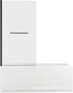 Шторка на ванну, распашная, правая/левая, 800хh1500мм, стекло прозрач.8мм Easyclean, фурнит. цв.черный матовый),  ZZ Allen Brau Priority 3.31022.BBA