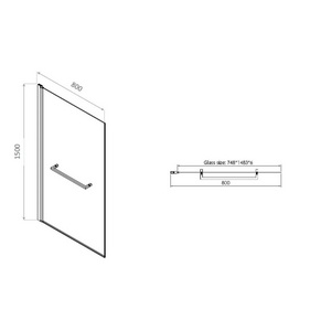 Шторка на ванну, распашная, правая/левая, 800хh1500мм, стекло прозрач.8мм Easyclean, фурнит. цв.черный матовый),  ZZ Allen Brau Priority 3.31022.BBA