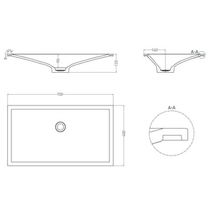 Раковина встраив.в столешн.снизу,прямоуг 700х400хh120мм,без отв.д/смес,без перелива,без донного клапана,литой камень S-Stone мат,цв.белый,  13 ZZ Salini Marea 1802213M