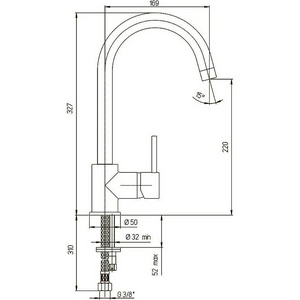 Смеситель для кухни, (цв.золото),  ZZ Paini Cox 78OT572LMKM