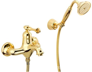 Смеситель для ванны, лейка, шланг, кронштейн в компл., (цв.золото),  XXZZ Migliore Bomond 30653   /  старый арт.  ML.BMD-9702.DO