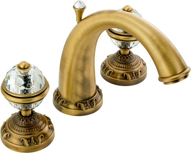 Смеситель для раковины на 3 отверстия, с д/к, (цв.бронза), Korona ZZ Migliore Cristalia 18583
