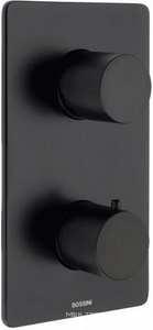 Смеситель термостат д/д, встр.в стену, на 2 потребителя, (внешняя часть, БЕЗ внутрен.части арт.Z00101.073),  (цв. черный матовый), Bossini ZZ Bossini Универсал Z00002.073