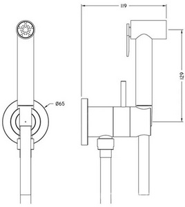 Смеситель совмещ. с гигиеническим душем, прогресс.картридж, готовый комплект: лейка металл, шланг 120см., скрытая часть, (цв.черный матов), Cisal ZZ Cisal Универсал CV00797540