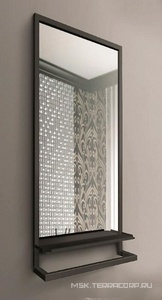 Зеркало прямоугольное 50х90х12см, с полкой и полотенцедержателем, рамка сталь цв.черный матовый, Steal ZZ Jorno Charm Ste.02.50/Pld/B