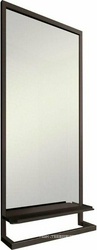 Зеркало прямоугольное 50х90х12см, с полкой и полотенцедержателем, рамка сталь цв.черный матовый, Steal ZZ
