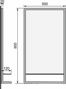 Зеркало прямоугольное 50х90х12см, с полкой и полотенцедержателем, рамка сталь цв.черный матовый, Steal ZZ Jorno Charm Ste.02.50/Pld/B