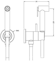 Смеситель совмещ. с гигиеническим душем, прогресс.картридж, готовый комплект: лейка металл, шланг 120см., скрытая часть, (цв.хром), Cisal ZZ Cisal Универсал CV00797521