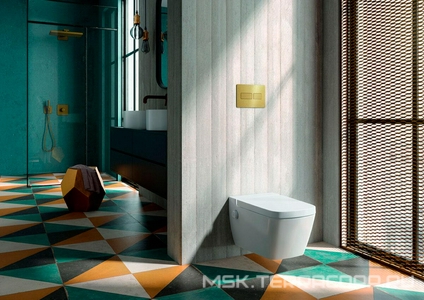 Панель смыва с двумя клавишами, для застенного модуля д/унитаза, (металл, цв.бронза, с текстурой ромбы),  ZZ Tece TECEsolid 9240435