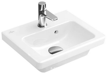 Раковина компактная 370х305мм, 1 отв. д/смес., с переливом, (цв. R1 white cer+), Subway 2.0 ZZ