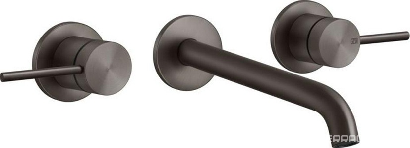 Смеситель для раковины, встраив. в стену, излив 201-181мм, (внешние части, БЕЗ встаив.части арт.45089 031), (цв. Black Metal Brushed PV),  ZZ Gessi Gessi 316 54094 707